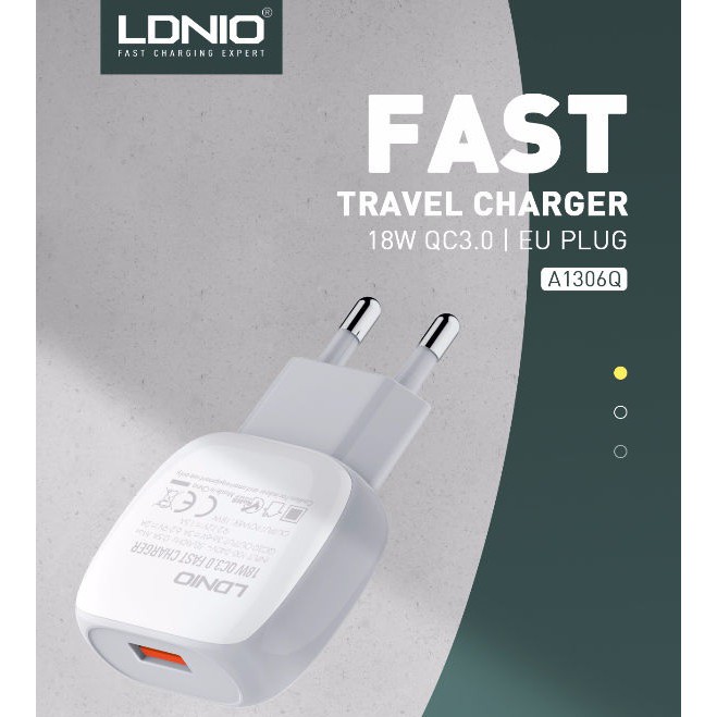 LDNIO A1306Q - Fast Wall Charger Single USB Port QC 3.0 18W MAX