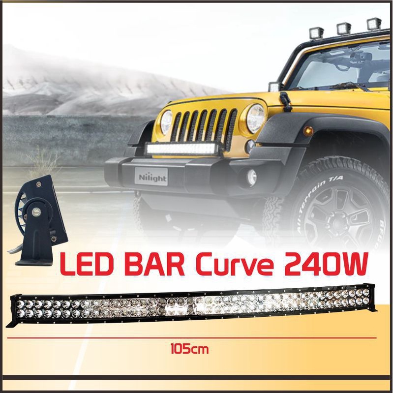 Lampu LED Bar Offroad 240w 105cm Jeep JK Wrangler Jimmy Pajero Fortuner Triton Navara Hilux LED