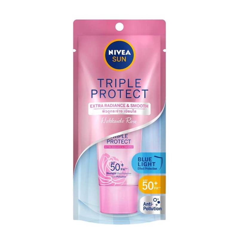 Sunscreen NIVEA SUN Face Serum Triple Protect Hokkaido Rose SPF50+ PA+++ 40 ml - Pink Suncreen Wajahh Sunscren Suncren tabir Surya Sunblock Sunblok Wajah Sun creen Sun blok Sunscree Suncre