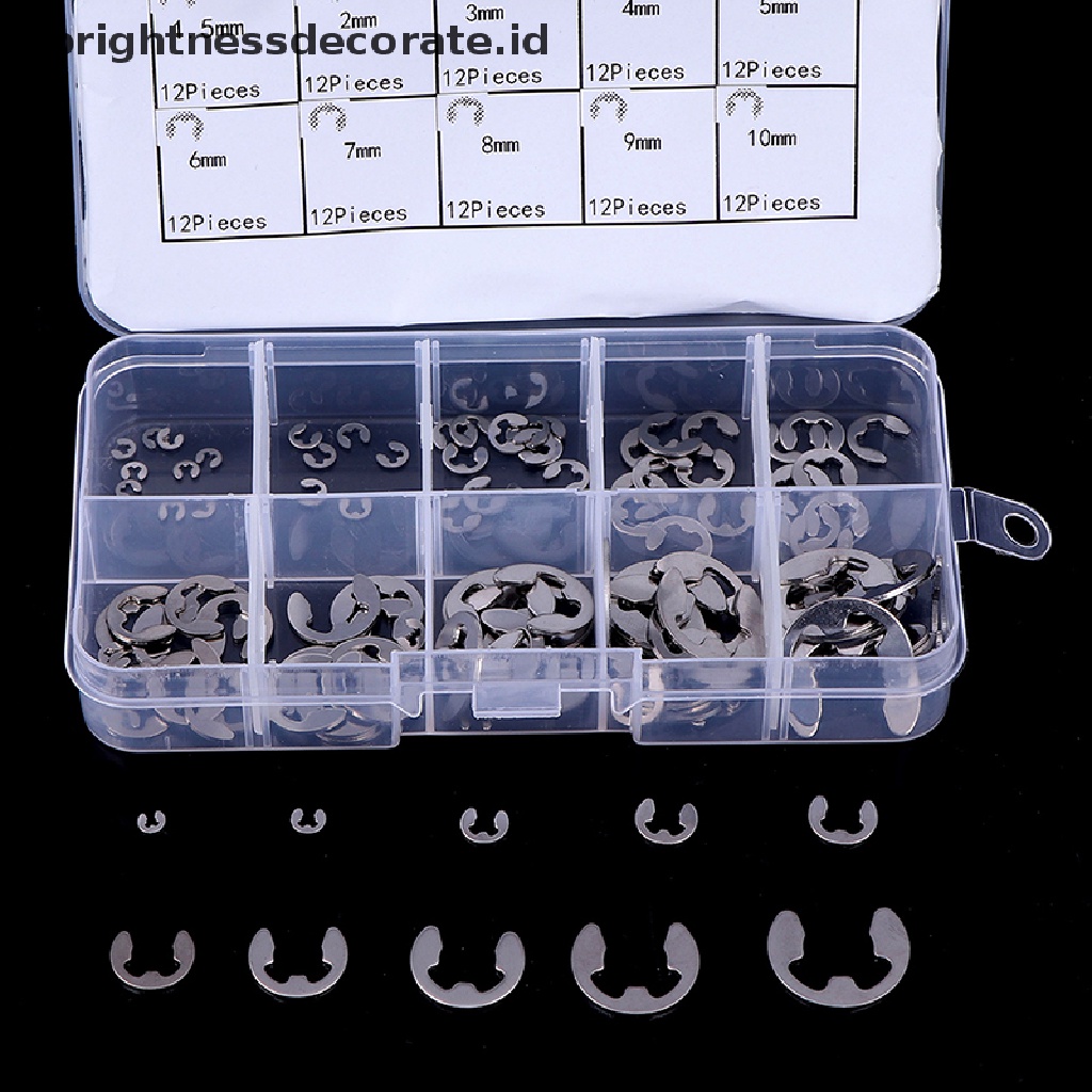 [birth] 120Pcs/Box 304 Stainless Steel E-Clip Retaining Circlip Assortment Kit M1.5~M10 [ID]