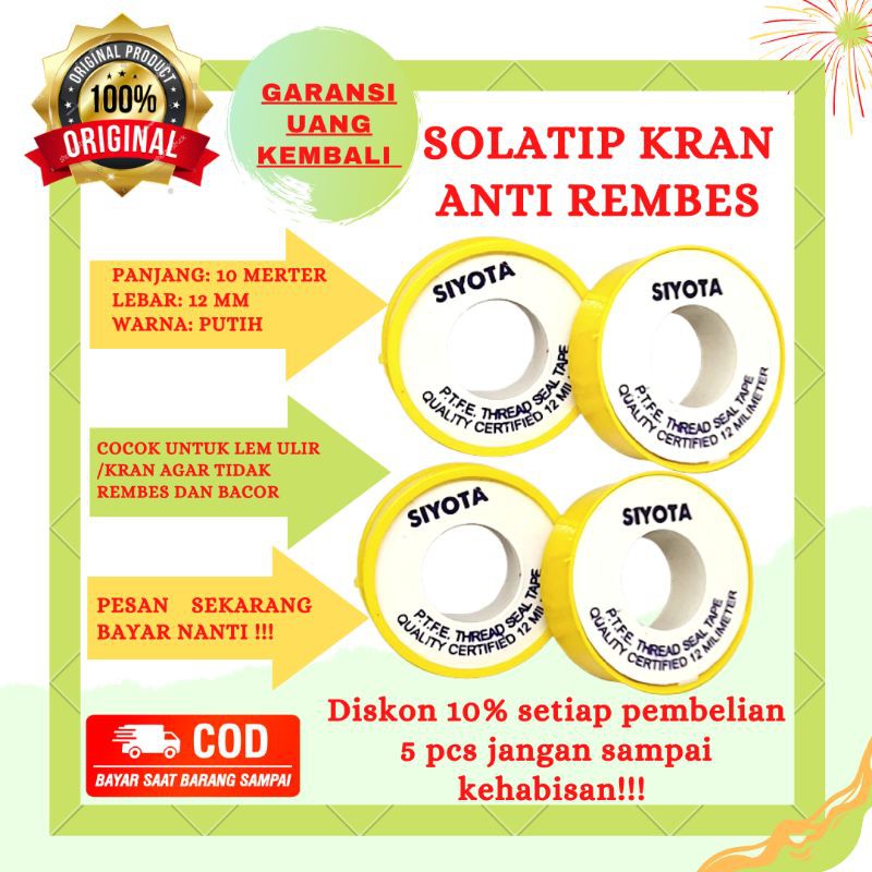 Seal tape Solatip Solatip bening Solatip kran Siyota 10 MM Solatip Penutup Celah Kran Solatip