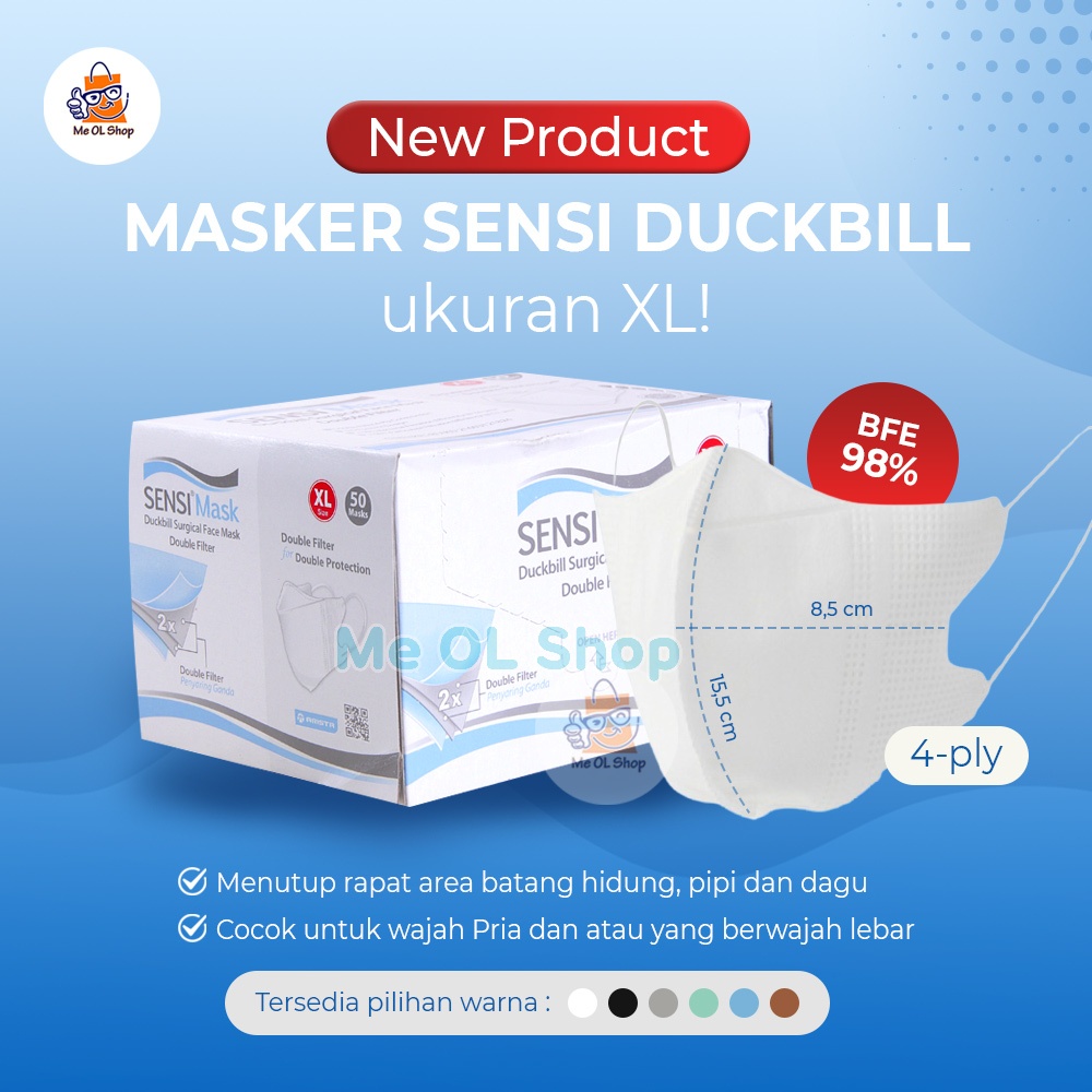 Masker Sensi Duckbill isi 50 Pcs/Box DOUBLE Filter ORIGINAL Emboss termurah