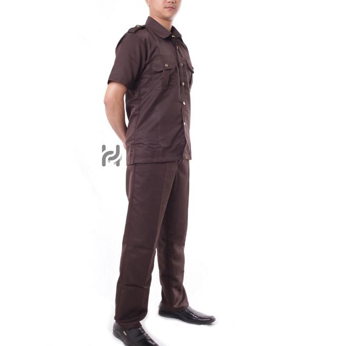 PROMO 11.11 KODE-288 Seragam Safari Security Coklat Terbaru Lengan Pendek Baju Safari Satpam Bodygua