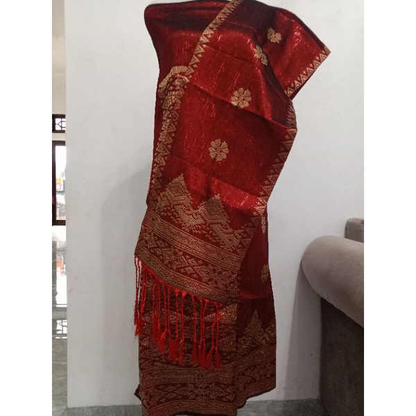 songket silungkang kristal gliter maroon gold