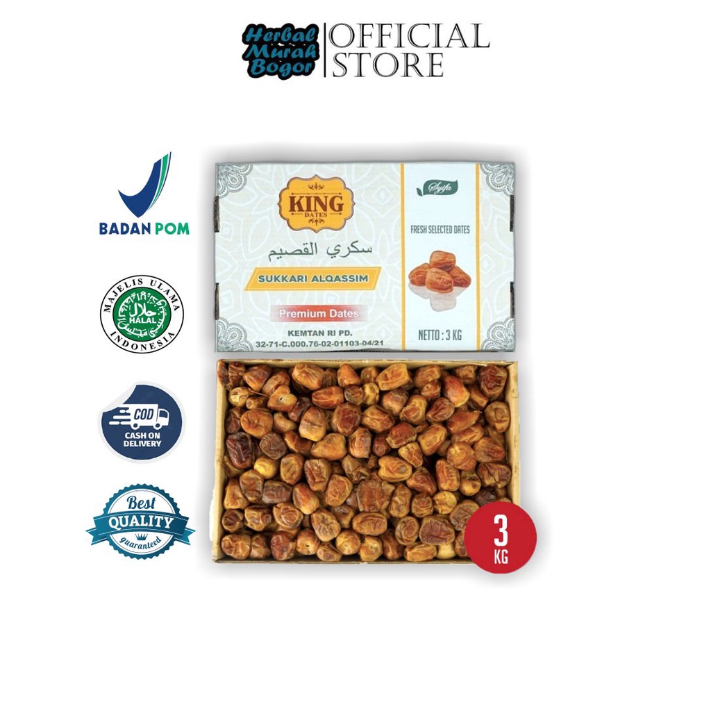 

King Dates Sukkari Alqassim Kurma Basah Lembut 3 KG - Kurma Sukari Al Qassim King Dates