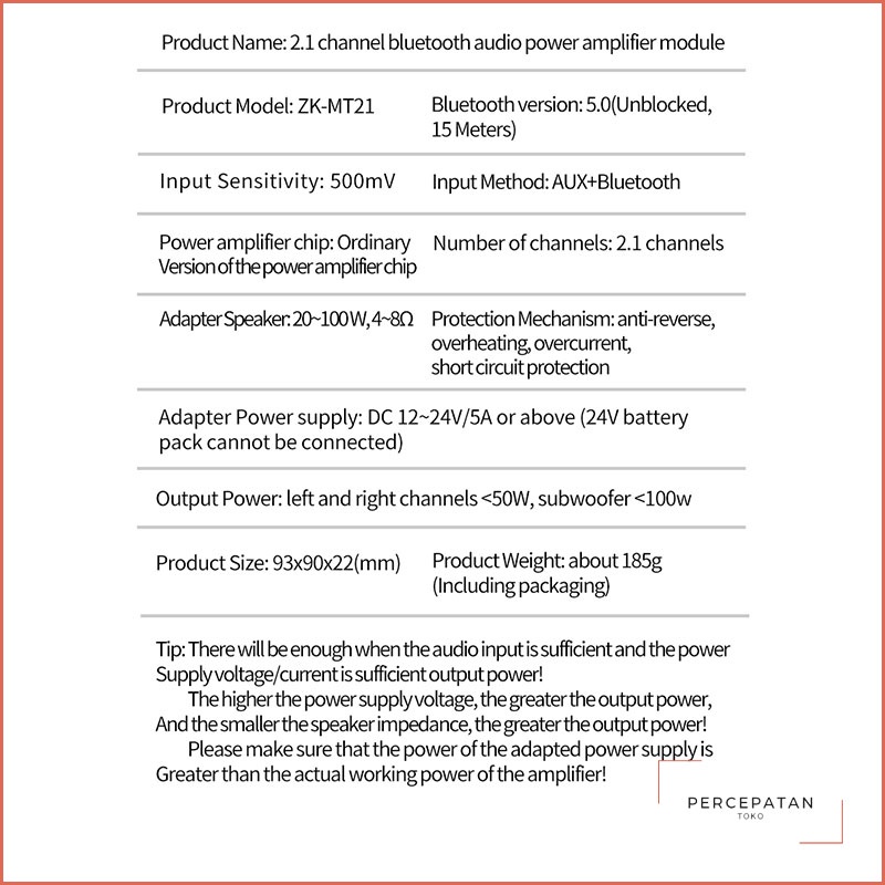 【ZK-MT21】 2.1 channel bluetooth modul penguat daya digital daya tinggi 50W * 2 + 100W nada tinggi dan rendah super subwoofer