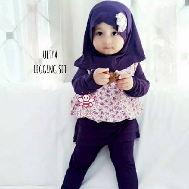 ELBI ULIYA LEGGING SET BAJU MUSLIM ANAK CEWEK BAJU MUSLIM ANAK PEREMPUAN BAJU MUSLIM ANAK 1 TAHUN