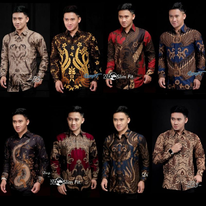 Batik Pria Lengan Panjang BATIK NAKULA HRB026 motif KERATONAN Kode 002 size M L XL XXL Reguler