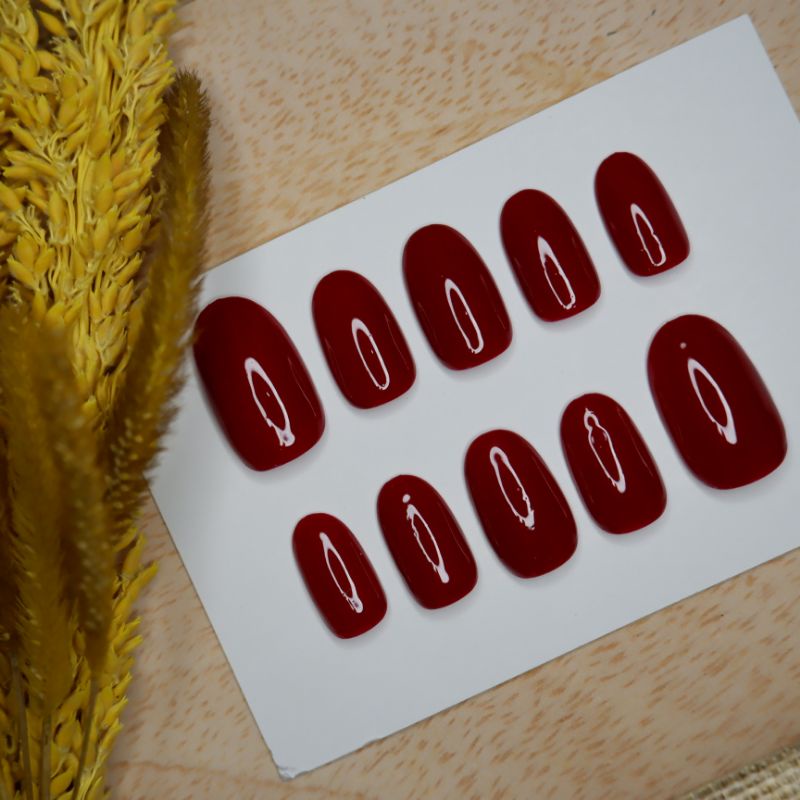 Aynails | Kuku palsu maroon polos