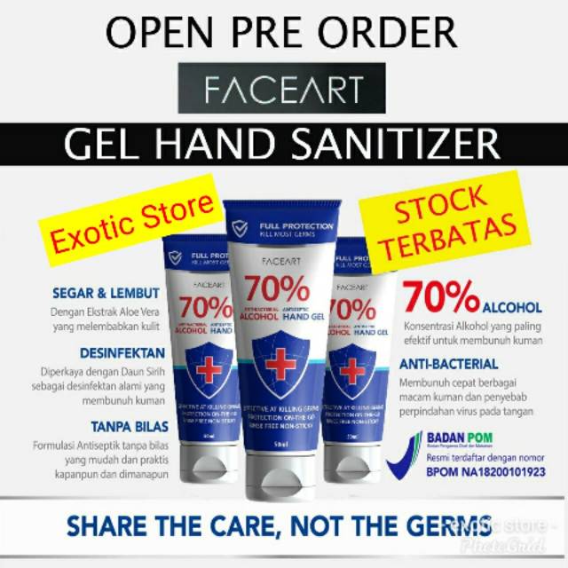 Hand Gel FACEART Antiseptic Hand Sanitizer 50ml BPOM