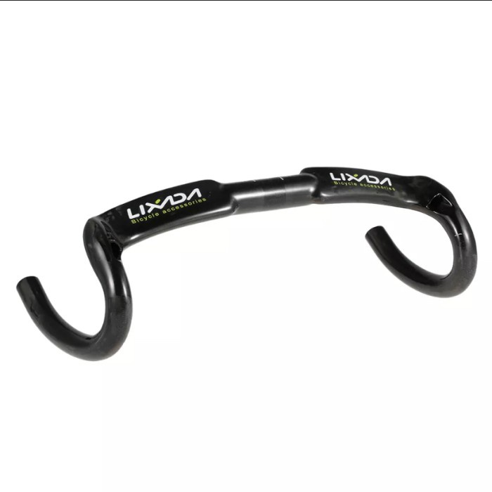 Handlebar Dropbar Road Bike LIXADA CARBON 400,420, 440 mm Ultra ringan - Hitam glosy, 400 mm