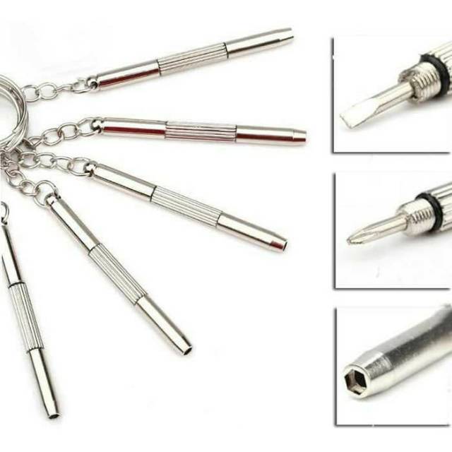 Gantungan Kunci Obeng Plus Minus Mini Screwdriver Keychain EDC 4in1 Murah