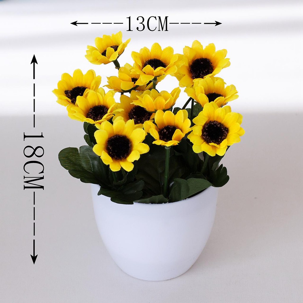 AM814 Bunga Matahari Plastik / Pajangan Bunga Artificial / Vas Bulat-3