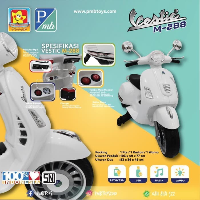 Motor Aki - Motor Vespa Scooter Anak PMB Vestic M 288