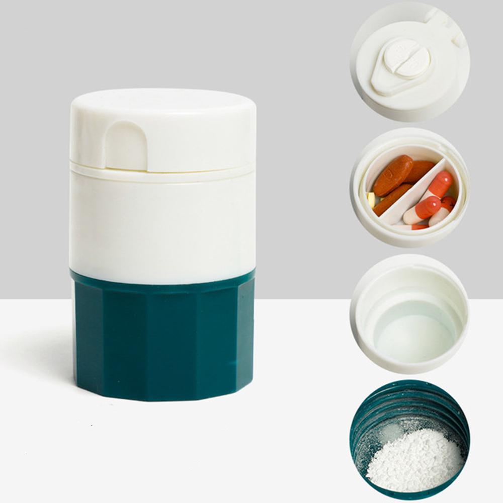 Top Pill Crusher Pill Chopper 3in1 Pill Box Wadah Tablet Obat Pemotong