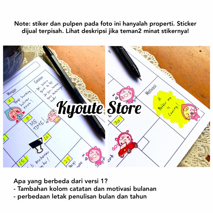 

Aman Buku Simple Monthly Planner Versi 2 A5 Kyoute Perencaan Agenda Bulanan Promo