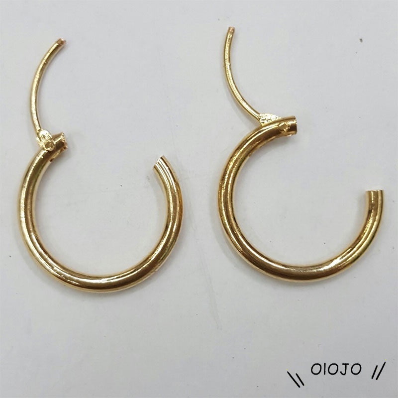 1 Pair Dasar Anting Hoop Kecil Sederhana Tabung berlapis Emas Anting Lingkaran Stud - ol