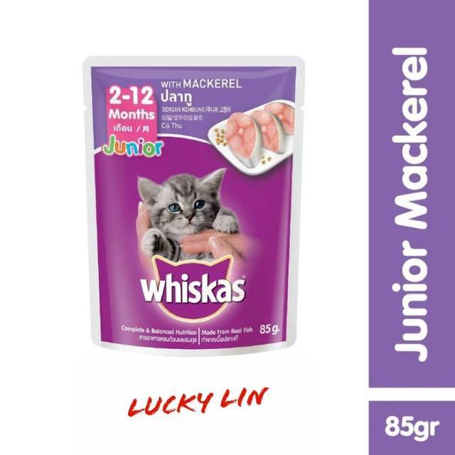 Makanan kucing basah wishkas junior  85gr 80gr/ whiskas junior pouch tuna / whiskas junior mackerel