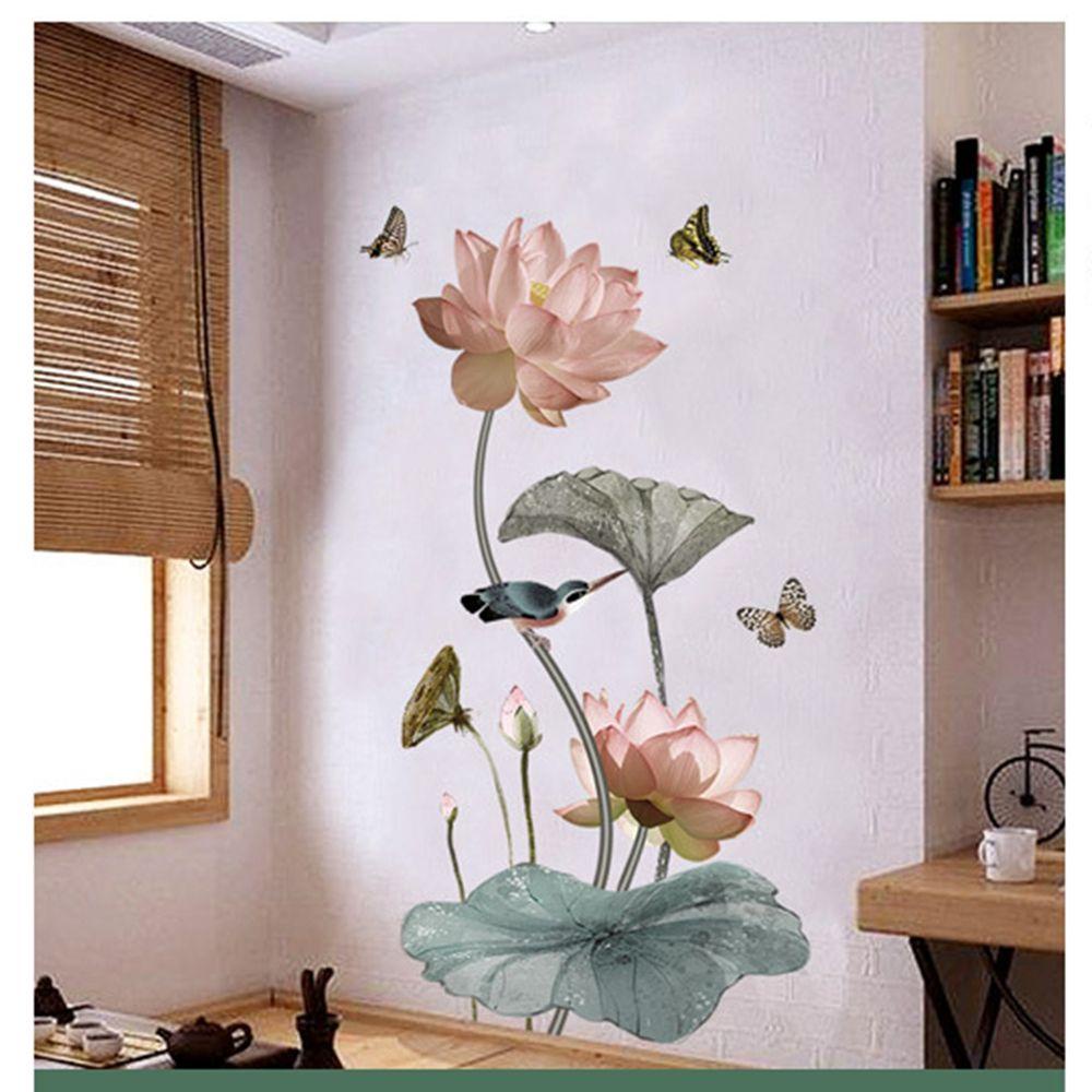 Nanas Lotus Bunga Stiker Dinding Dapur Kamar Tidur Ruang Tamu Perekat Diri DIY Art Mural