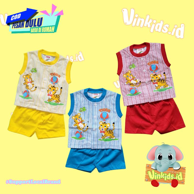 Setelan Singlet Bayi Kaos Singlet Bayi Baju Bayi Tanpa Lengan 6-12 Bulan Laki laki Perempuan FINNA