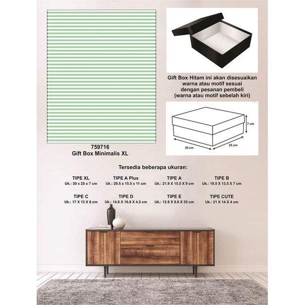 

Kotak kado/Kotak Hadiah/Box Minimalis XL-Garis Spectra MINT GREEN-A