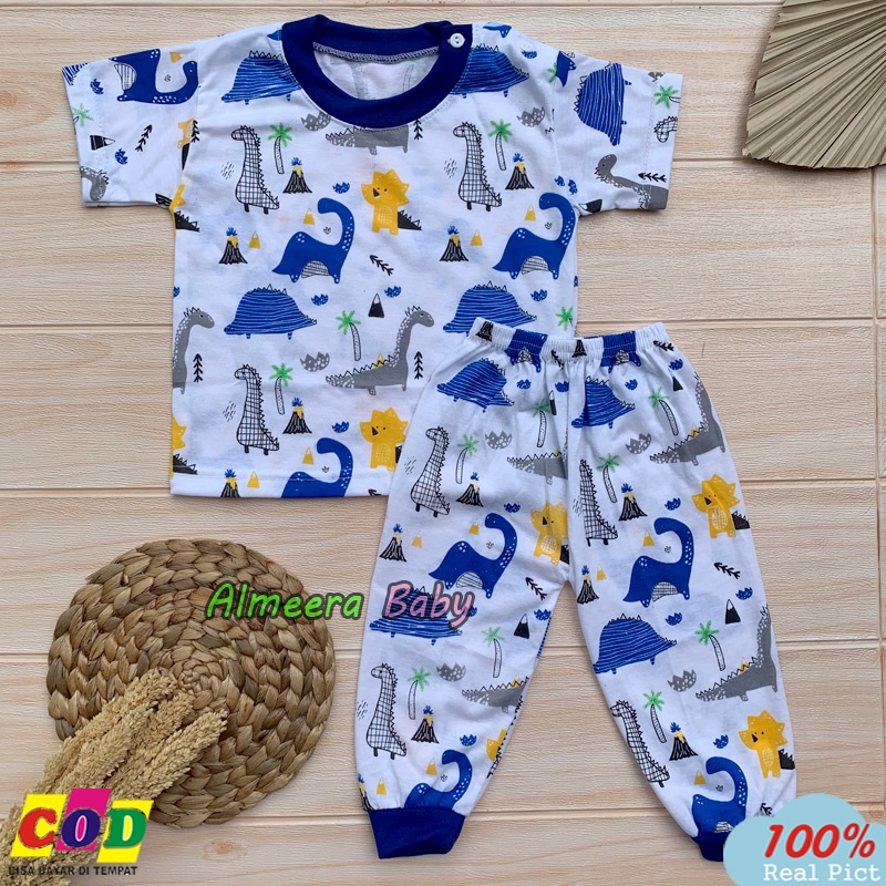 Setelan Baju Bayi Kaos Oblong Lengan Pendek Celana Panjang Usia 3-12 Bulan Almeera Baby and Kids