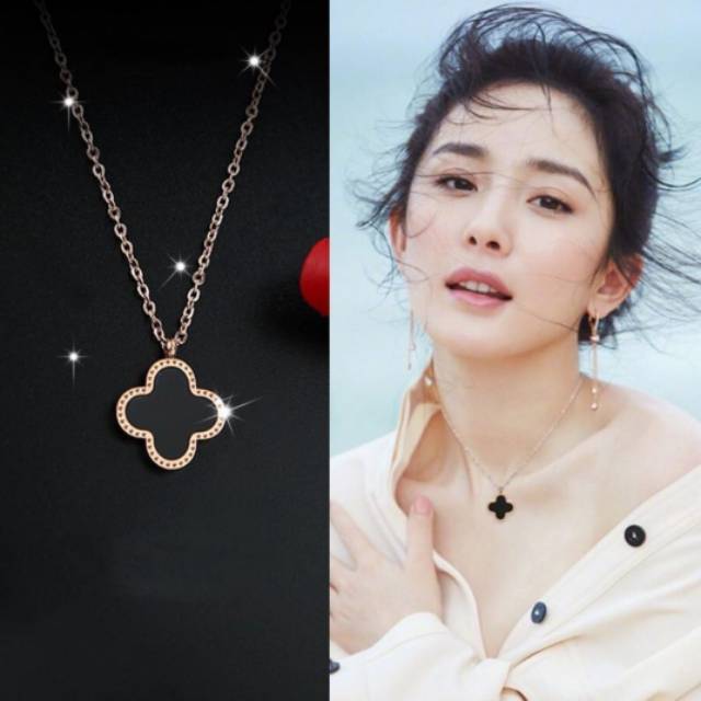 Kalung stainless van cleef bolak balik premium