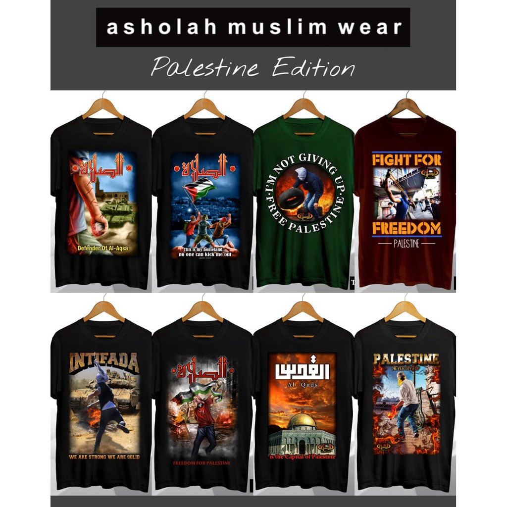 Kaos pria Palestina Palestine islami dakwah asholah muslim moslem al quds