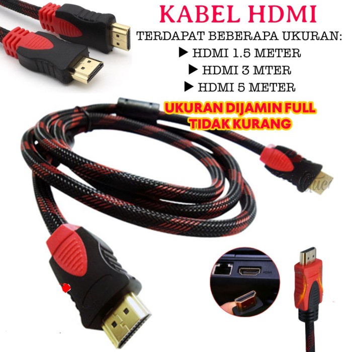 Kabel HDMI 1,5m 3m 5m Serat Jaring HDMI to HDMI 1080P V1.4 3D