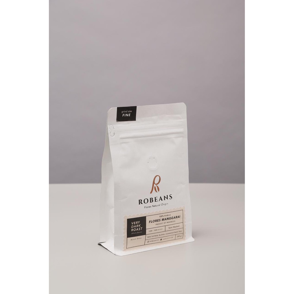 

Kopi Arabika Flores Semi Washed Premium | Robeans Very Dark Roast 200g | Roasted Coffee Beans