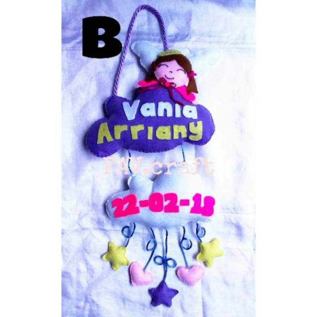 Gantungan pintu nama flanel | hiasan dinding | gantungan dinding nama flanel