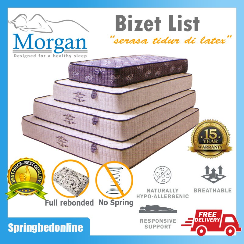 Kasur Morgan Biznet Lis Orthopedic Rebonded Tanpa Per Untuk Kesehatan Uk 160 X 200 Tebel 22 Cm