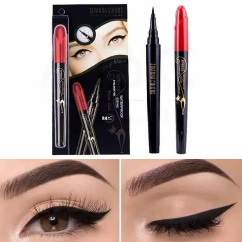 TERMURAH Sivanna Colors Xpress Eyeliner Pen Rose Cat Deep Black Waterproof ORIGINAL NOB