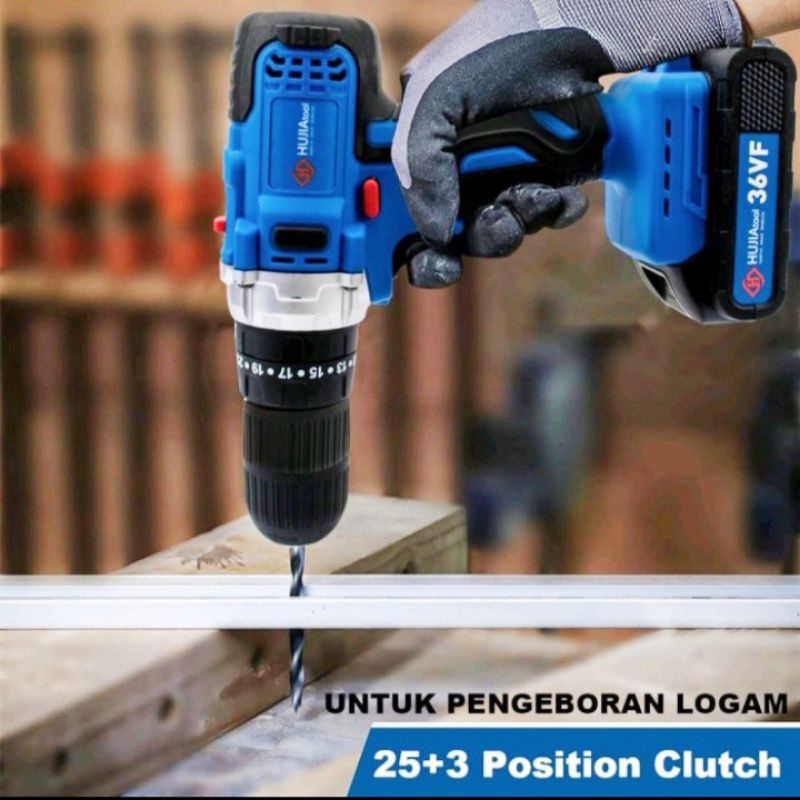 Bor Baterai Hujia Pro 36vf mesin bor baterai set