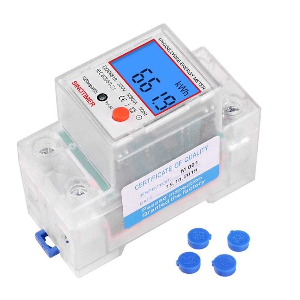 [Elegan] Energy Meter AC 220V 80A Elektronik Din Rail Backlight Digital LCD Pengukur Konsumsi Daya