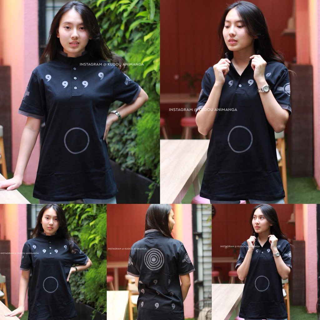 Kaos Polo Collar Rikudo Black Naruto