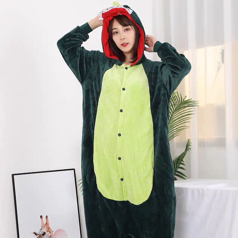 BONEKA KOSTUM ONESIE DINOSAURUS DINO HIJAU PIYAMA COSPLAY