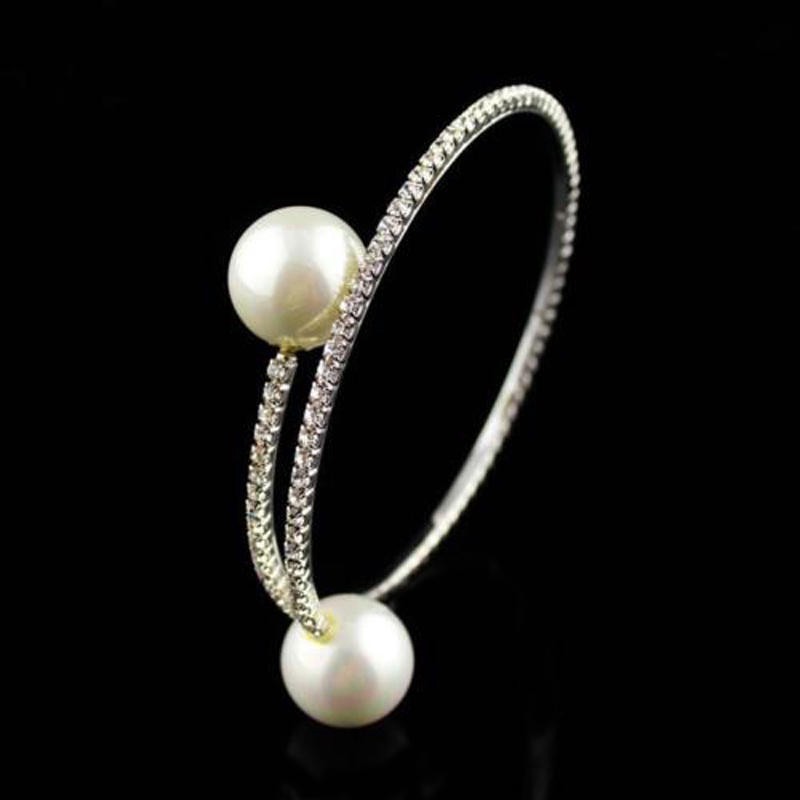 Gelang Bangle Fashion Mutiara Berlian Imitasi Korea