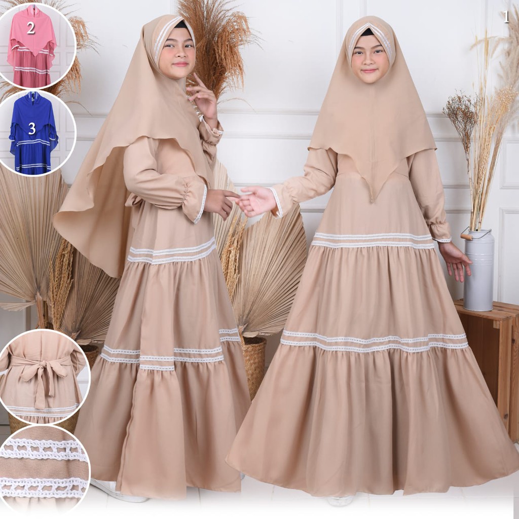 Gamis Anak Syari Polos Murah Aplikasi Renda Rajut Usia 8 Sd 15 Tahun Remaja Shopee Indonesia