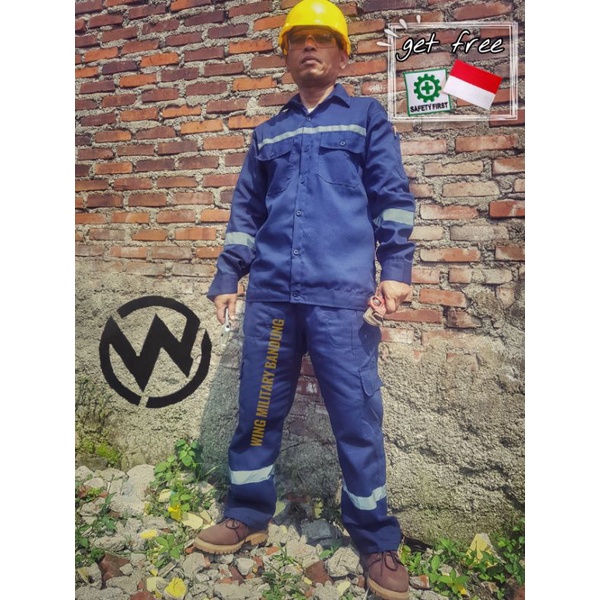 Setelan Wearpack Safety / 1 Set Kemeja Atasan dan Celana Safety / Seragam Proyek Wearpack Terbaik