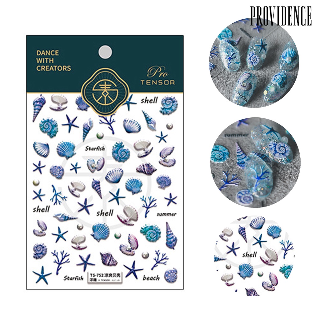 Providence Nail Sticker Vivid Images Ultra Thin Blue Summer Ocean Series Waves Shell Starfish Decals for Manicure