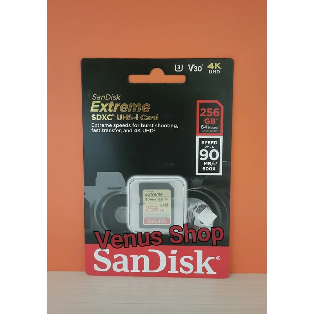 SANDISK sdcard EXTREME 256 GB 90 MBS  EXTREME 256GB 90 MBPS CLASS 10