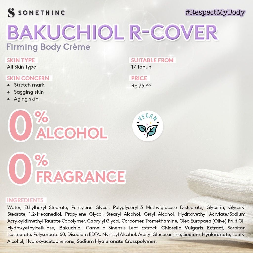 BPOM SOMETHINC Bakuchiol R-Cover Firming Body Crème Stretch Mark Cream Krim Stretchmark Pengencang Kulit