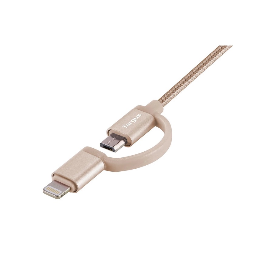 Kabel Data Targus ACC99507AP USB A to Lightning &amp; Micro USB 1.2M 2.4A - GOLD