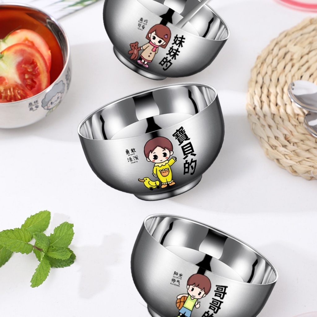 Mangkok keluarga stainles 304 Platinum tebal lengkap dengan tutup kedap udara