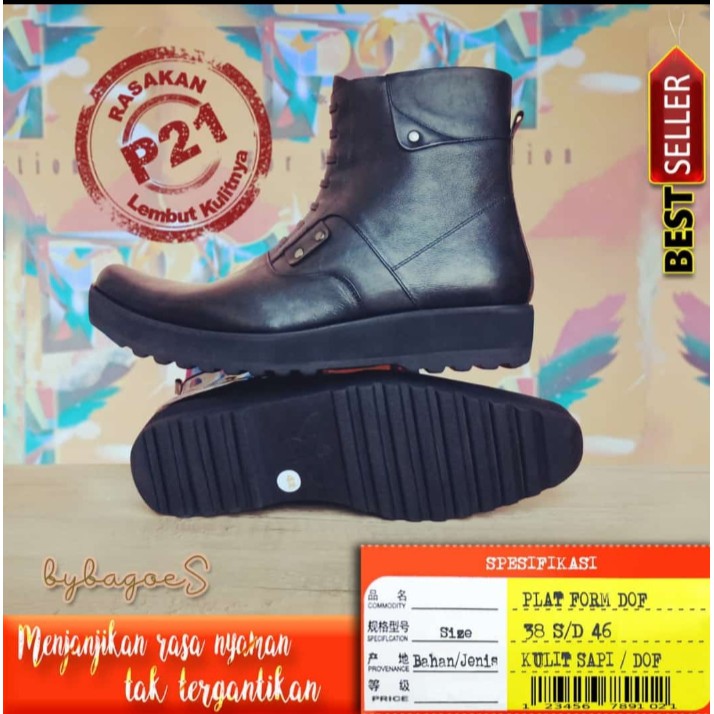 SEPATU DINAS POLRI PDH PDL KULIT ASLI ORIGINAL DOFF TANPA TALI