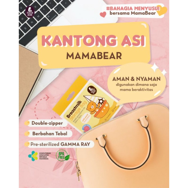 MamaBear Kantong ASI 120ml Breastmilk Storage Bag Mama Bear