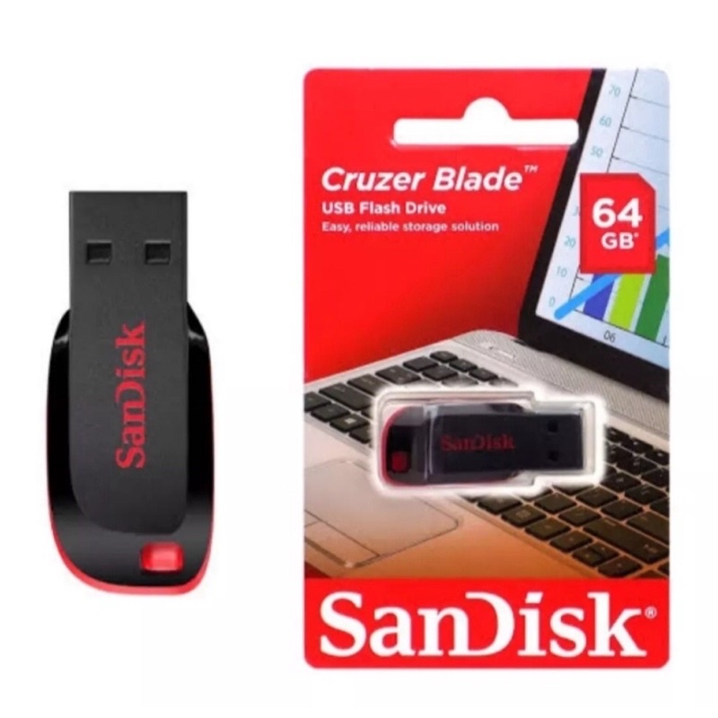 sandisk flashdisk 64 gb 100% original cruzer blade 64gb