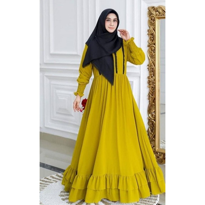 Shirly Dress Ceruty Terbaru Original by Aifa Butik Syari Bisa COD Seluruh Indonesia