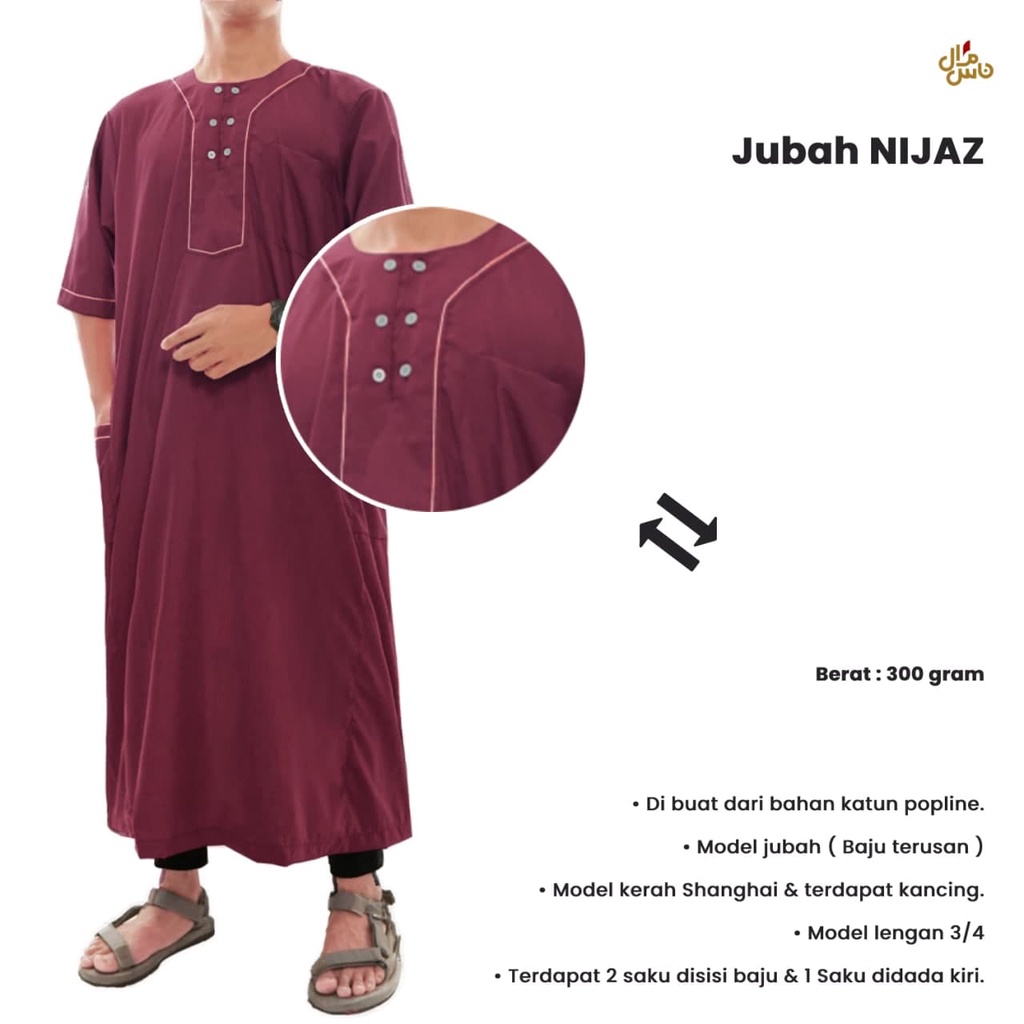 Jubah Pria Dewasa Nijaz Bahan Katun Adem Dan Nyerap Keringat GRATIS PECI RAJUT